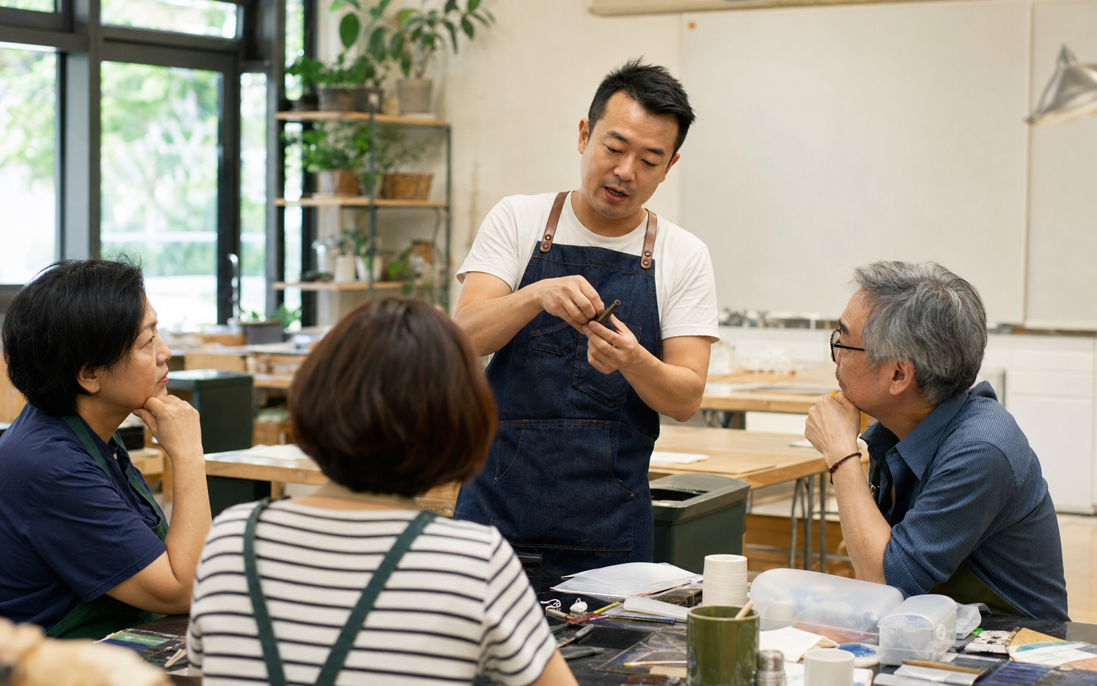 马来西亚华人导师在小型课堂进行技能示范